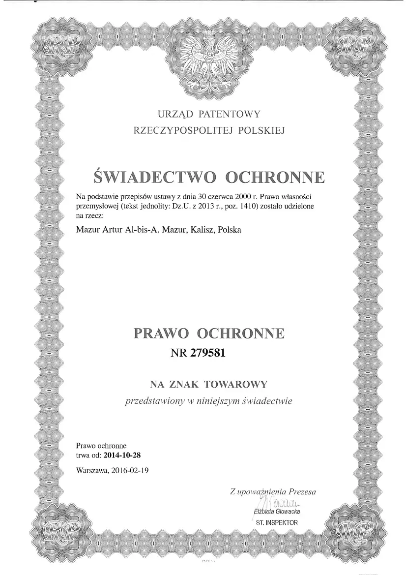znak ochronny mazur artur al bis a 2