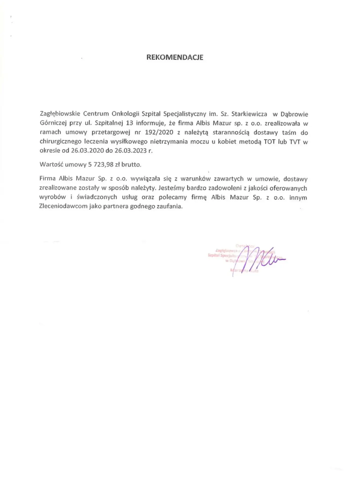 Dabrowa Gornicza referencje